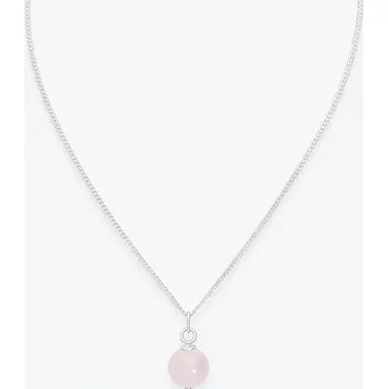 Řetízek Stříbrný náhrdelník s korálkem z růženínu - Ag925