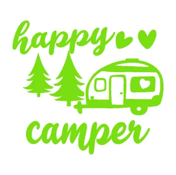 Samolepící dekorace Happy camper levá cestování (04 - zelená kawasaki) SAMOLEPKA NA AUTO, NÁLEPKA, FÓLIE, POLEP, TUNING, VLASTNÍ TEXT, TISK, AUTOSAMOLEPKY.cz, POLEPY, OBRÁZEK, LOGO, 3D STICKERS