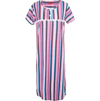 Dámská noční košile Výprodej-Dlouhá noční košile s krátkým rukávkem kostiška růžová Velikost: M