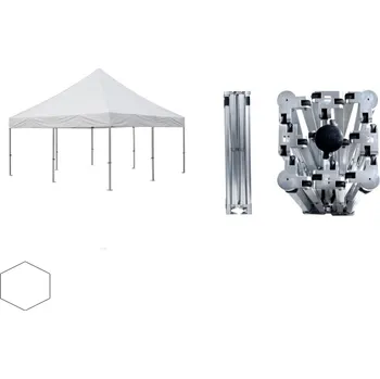 Zahradní stan Nůžkový párty stan 5x5 m TENTino BIG HEXAGON Barva opláštění: 3A - BÉŽOVÁ