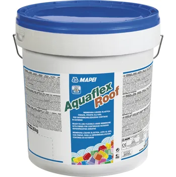 Průmyslové lepidlo MAPEI Pružná tekutá membrána s obsahem vláken, určená k okamžitému použití, na pohledovou hydroizolaci povrchů v exteriéru AQUAFLEX ROOF ŠEDÝ MAP-3L449120