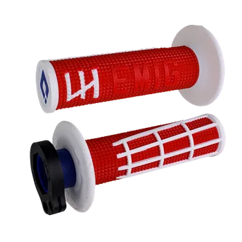 grip Motokrosové rukojeti - gripy ODI EMIG V2 2.0 LOCK-ON pro 2-takty/4-takty, barva červená/bílá (Rukojeti na řidítka, ručky na moto )