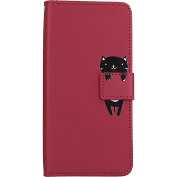 Pouzdro na mobilní telefon Pouzdro Xiaomi Redmi Note 12 Pro+ 5G knížkové vínové s kočičkou (kryt neboli obal na Xiaomi Redmi Note 12 Pro+ 5G)