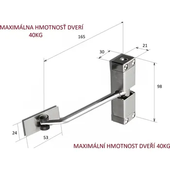 Zavírač dveří Dveřní pružinový zavírač, kryt z nerezové oceli