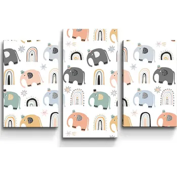 Obraz Sablio Obraz - 3-dílný Animovaní sloni - 75x50 cm