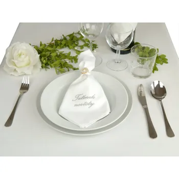 Papírový ubrousek Svatební ubrousek 100%ba 46x46cm s výšivkou TATÍNEK NEVĚSTY bílá