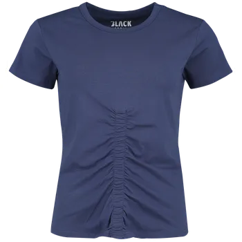 Dámské tričko Tričko z Black Premium by EMP - Modré tričko s řasením vpředu - Ženy - modrá