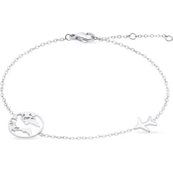 Náramek Ellami TOKIO 2312 Náramek z chirurgické oceli, mapa světa s letadlem Ellami