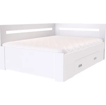 Postel Nábytek Mikulík Zvýšené fran. lůžko FABIE rohové s 1 úložným prostorem - bílý lesk, antracit, aj. ROZMĚR: 120 x 200 cm