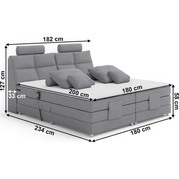 Postel VIPKON ADELAIDE 180 x 200 cm šedá