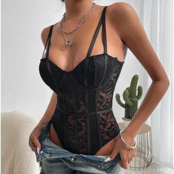 Body Dámské krajkové body s "braletkou" Barva: černá 3, Velikost: M