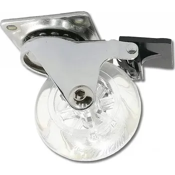 Pojezdové kolečko Kolečko 50mm otočné s brzdou transparentní 35 kg pl.42x42