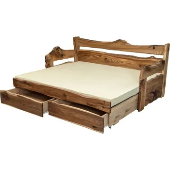 Postel MRAVA, s.r.o. Dvoulůžková postel ALMA výsuv - jilm ROZMĚR: 90/180 x 200 cm