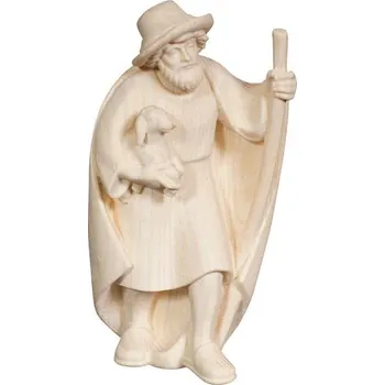 Vánoce Ornatis Pastýř s jehnětem a holí Provedení: Přírodní bez malování, Velikost stojících figur dospělých postav: 9 cm Dřevěná vyřezávaná soška pastýře s holí a jehnětem