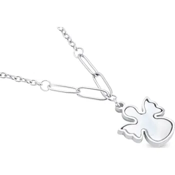 Řetízek biju Řetízek z chirurgické oceli s přívěskem, perleťový anděl 3001836 bílá