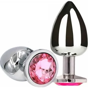 Easytoys Ocelový anální kolík s kamínkem velikost S růžový Růžová