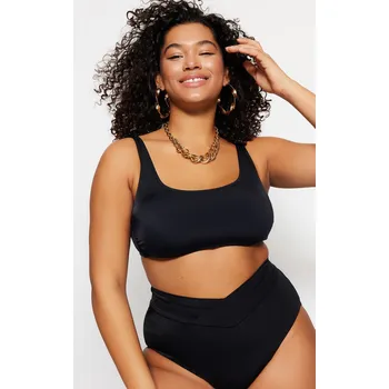 Cizojazyčná kniha Trendyol Curve Black Square Neck Bralette Plus Size Bikini Top Trendyol černá 2106999
