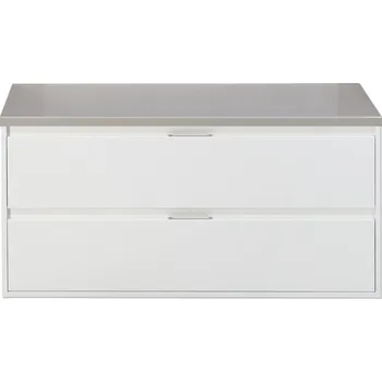 Koupelnový nábytek Koupelnová skříňka pod umyvadlo Sanox Porto barva čela bílá vysoce lesklá ŠxVxH 120,2 x 58,6 x 50 cm umyvadlová deska oblázkově šedá