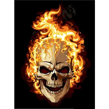 Diamantové malování Diamantové malování - Ohnivá lebka - č. 512 30x40 cm