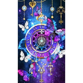 Diamantové malování Diamantové malování - Hodiny a klíče - č. 850 45x80 cm