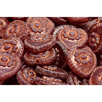 Korálek Korálky Srdíčka s růží č.2857 (17x17mm)