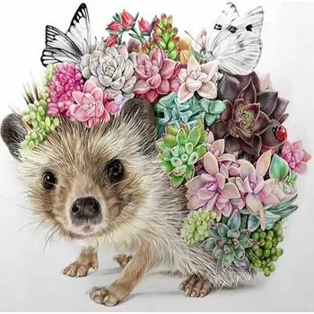 Diamantové malování Diamantové malování - Ježek se skalničkami - č. 687 40x40 cm