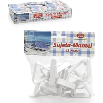 PlasticForte Spona na ubrus plastová bílá, bal 12ks