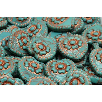 Korálek Korálky Srdíčka s růží č.2856 (17x17mm)