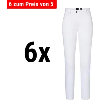 Dámské kalhoty G.Gastro (6 pieces) KARLOWSKY | Ladies' 5‑Pocket Work Trousers – White - Size 34 - Organic Cotton Stretch