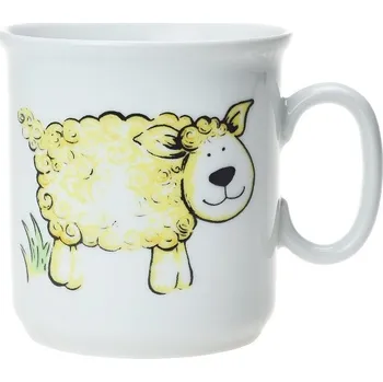 Český porcelán, Dubí Hrnek Gaston malovaná zvířátka z farmy, Ovečka - 220 ml