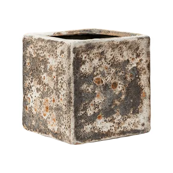 Květináč Moderní keramický květináč Baq Lava, Cube relic rust metal (glazed inside) 16x16x16cm