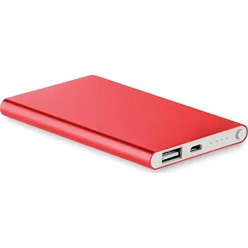 Powerbanka Hliníková PowerBank 4000 Mah - POWERFLAT, červená