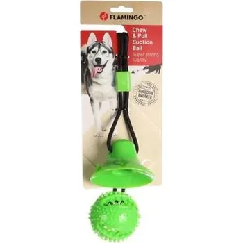 Hračka pro psa Flamingo Přetahovadlo s přísavkou zelené 55cm