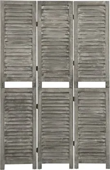 Paraván Paraván 3dílný z masivního dřeva pavlovnia 106,5 x 166 cm šedý