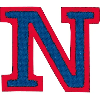 Nažehlovací vyšívané písmenko N - modré, výška 3 cm