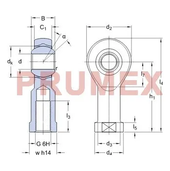 SKF SIKB 8 F kloubová hlavice, vnitřní pravý závit, ocel/PTFE FRP, vnitřní pravý závit, ocel/PTFE FR