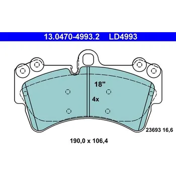 Brzdová destička Sada brzdových destiček, kotoučová brzda ATE 13.0470-4993.2