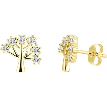 Šperk Pozlacené stříbrné náušnice Sevilla, strom života s kubickou zirkonií Preciosa