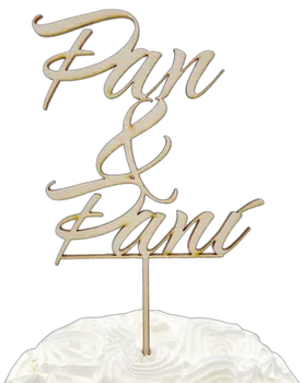 Party dekorace PartyDeco Dřevěný zápich na dort Pan a Paní 14,5 x 20 cm