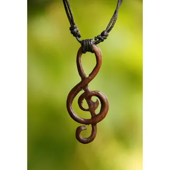 Náhrdelník Dřevěný náhrdelník "Houslový klíč"