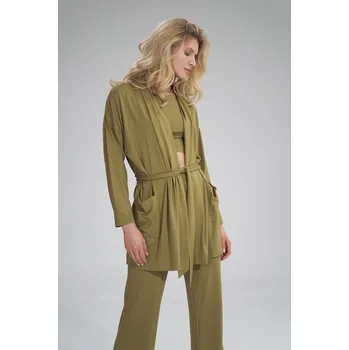 Dámská móda Volný kardigan bez zapínání, zavazování páskem Barva: Světle zelená, Velikost: L/XL