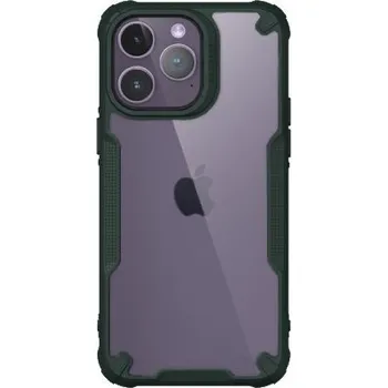 Pouzdro na mobilní telefon Transparentní kryt se zesílenými rohy pro iPhone 14 Pro - tmavě zelený