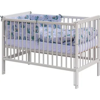 Scarlett Postýlka bílá borovice 120 x 60 cm s kompletní výbavou Dino Tyrkysová