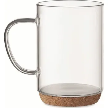 Skleněný hrnek s korkovým dnem - LISBO, transparentní