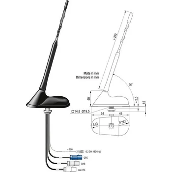 Autoanténa Audiotechnik Dietz Střešní anténa 12V pro panelovou dodávku s plechovou střechou