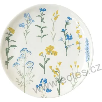 Talíř Easy Life MILLE FLEURS YELLOW porcelánový dezertní talíř žluté a modré luční kvítí
