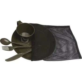 Kempingové nádobí Jídelní set v obalu Camp, plastový, olivový, Mil-Tec