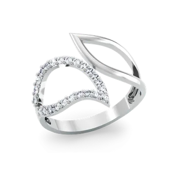 Prsten SOLUNA Luxusní zlatý prsten se zirkony FOGLIA bílé zlato VELIKOST: 50 - 15,9 mm