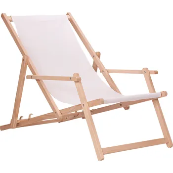 Zahradní lehátko Dřevěné zahradní lehátko s opěrkami - bílé