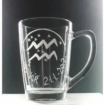 Hrníček 250ml znamení vodnář - ručně ryté (broušené) dárková krabička